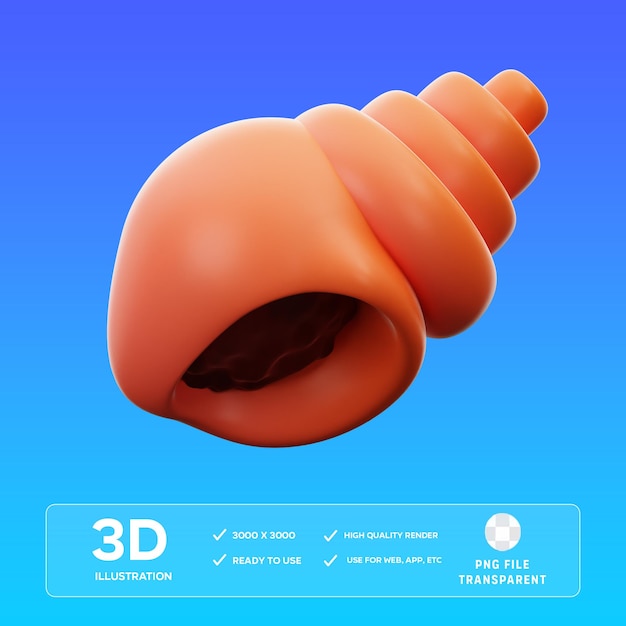 PSD ilustración 3d del caracol psd