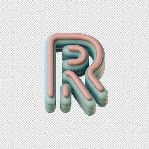 Ilustración 3d de caracteres alfabéticos en estilo disco