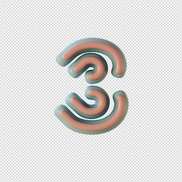 Ilustración 3d de caracteres alfabéticos en estilo disco