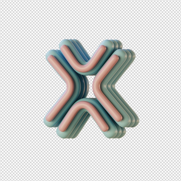 Ilustración 3d de caracteres alfabéticos en estilo disco