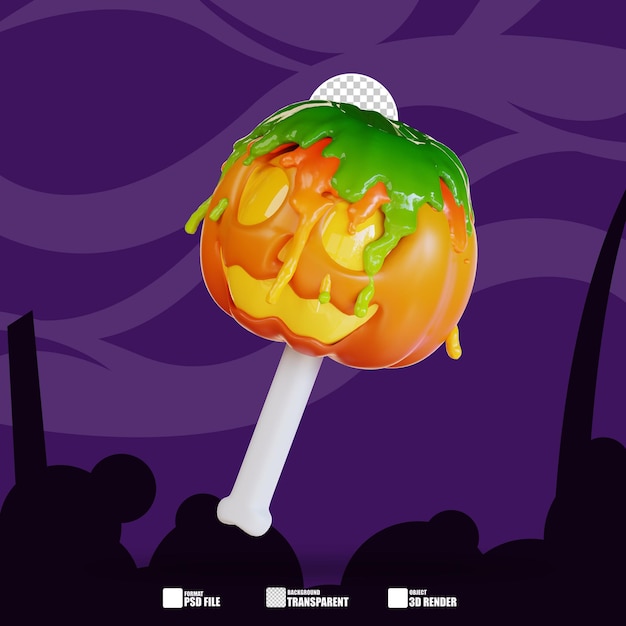 PSD ilustración 3d de caramelo de calabaza 3