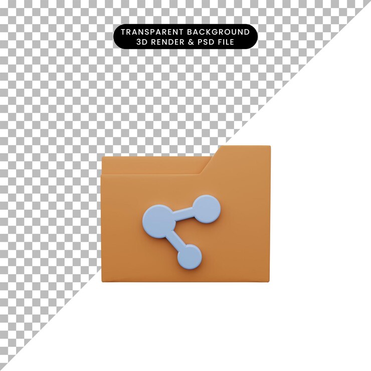 PSD ilustración 3d de carpeta con icono de compartir