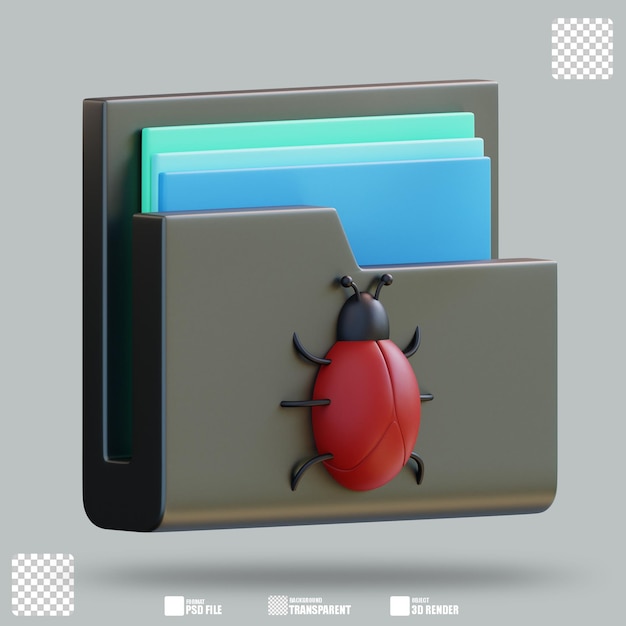 Ilustración 3d carpeta infectada 3