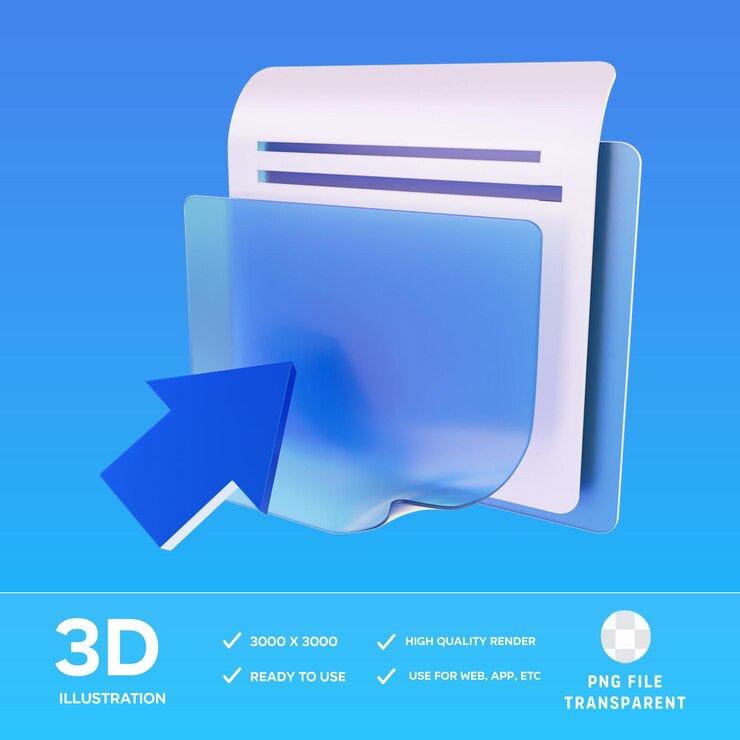 PSD ilustración 3d de la carpeta del puntero de clic de psd