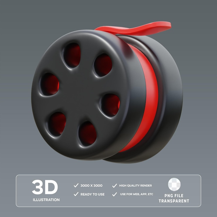 PSD ilustración 3d del carrete de la película psd