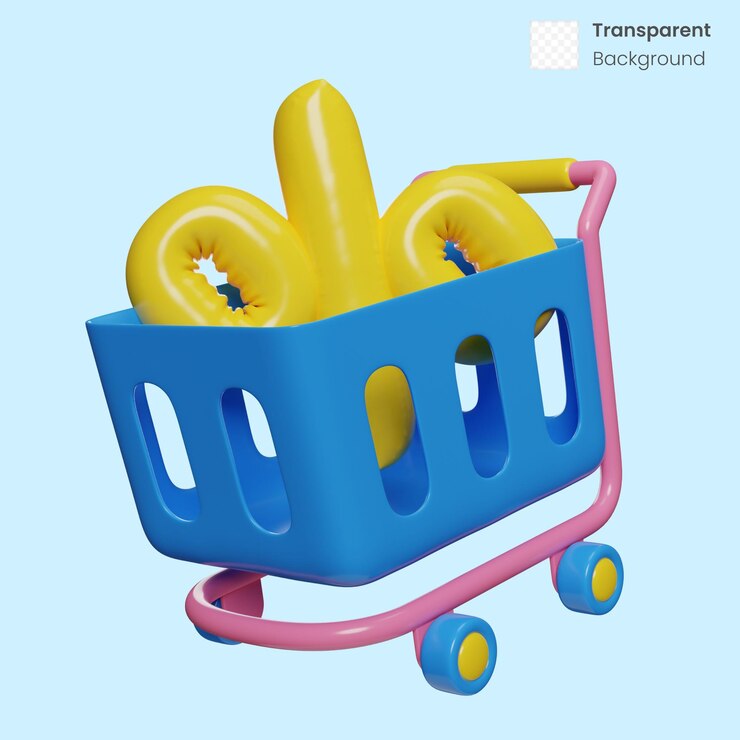 PSD ilustración 3d de carrito de carrito de compras