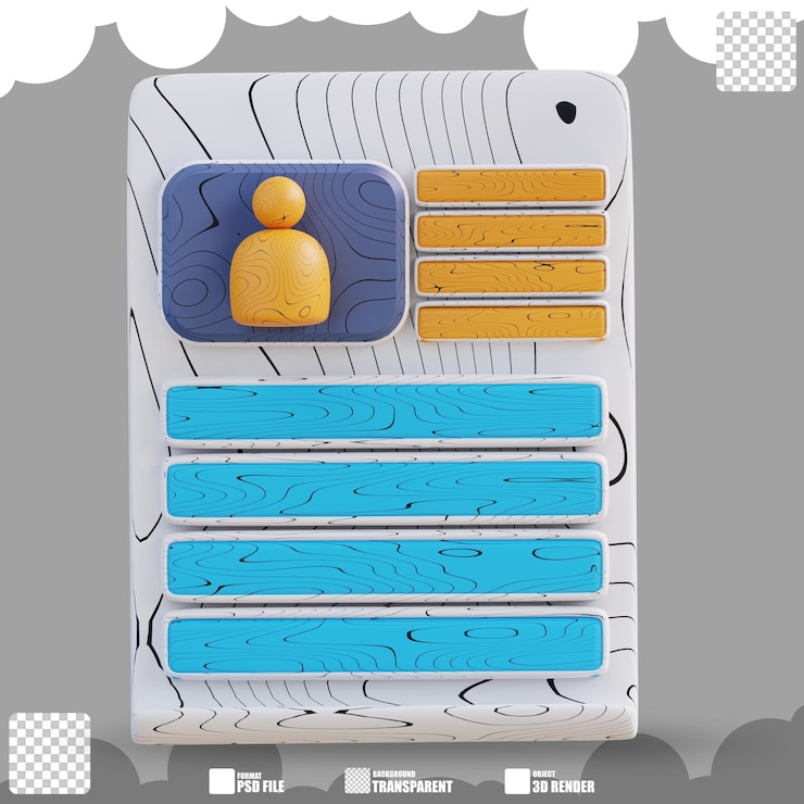 PSD ilustración 3d de la carta de solicitud de empleo 4