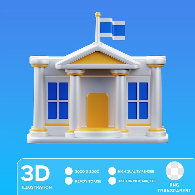 PSD ilustración 3d de la casa blanca en psd