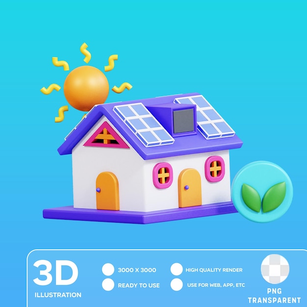 PSD ilustración 3d de la casa ecológica psd