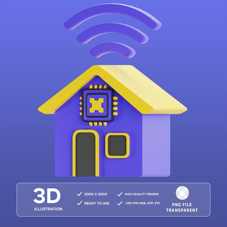 PSD ilustración 3d de la casa inteligente de la ia de psd