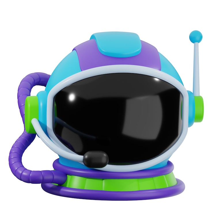 PSD ilustración 3d del casco del personaje astronauta
