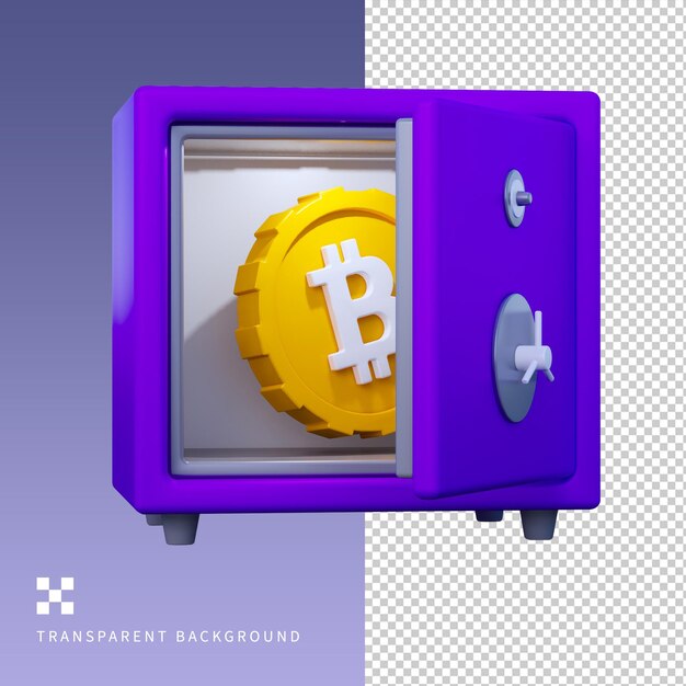 Ilustración 3d del casillero de bitcoin de psd