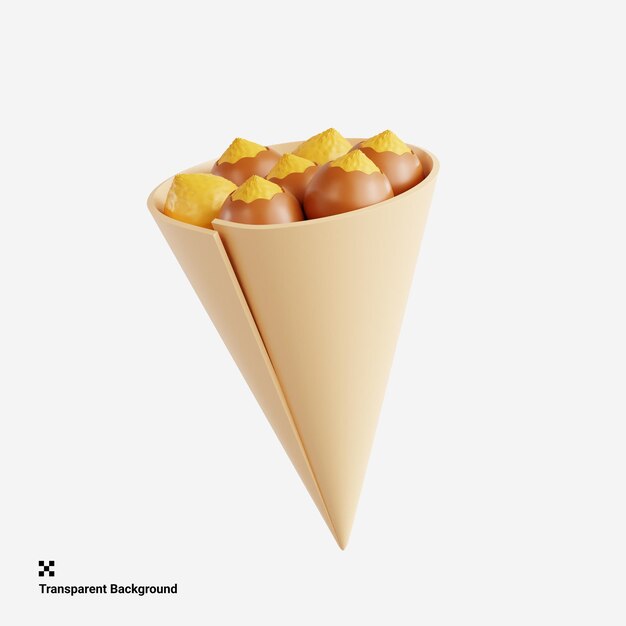 Ilustración en 3D de castaña asada para bocadillos de vacaciones acogedores