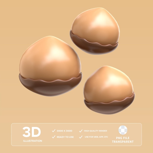 Ilustración en 3D de las castañas PSD