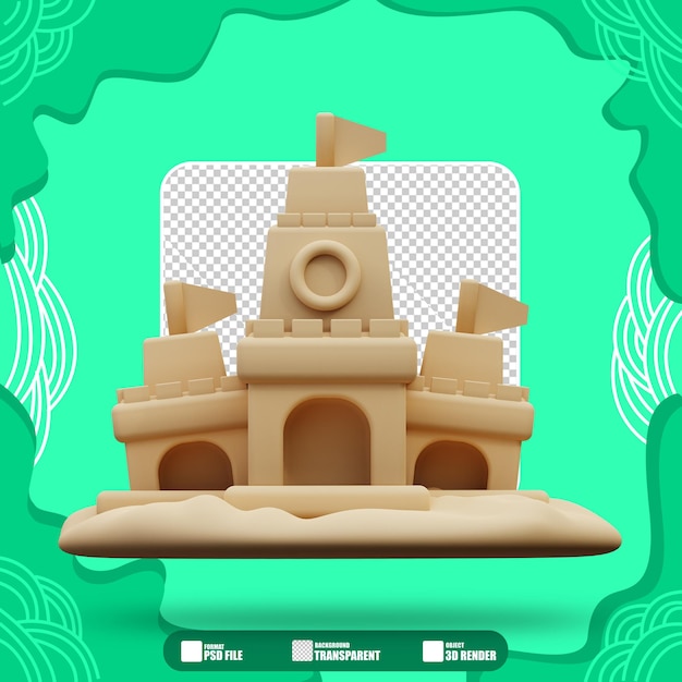 Ilustración 3d del castillo de arena 4