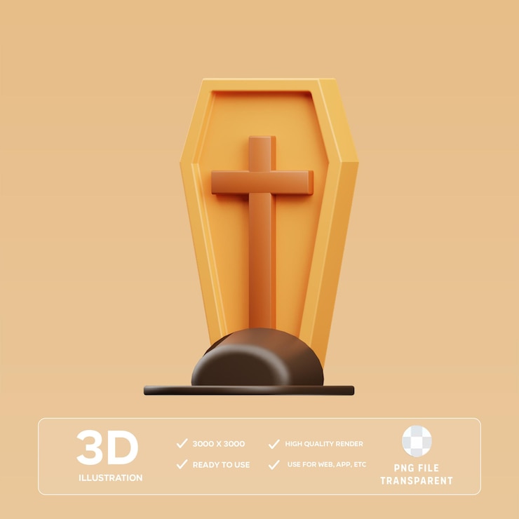 PSD ilustración 3d del cementerio de psd