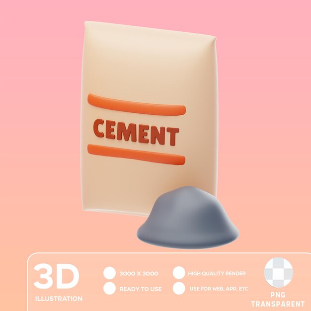 PSD ilustración 3d del cemento psd