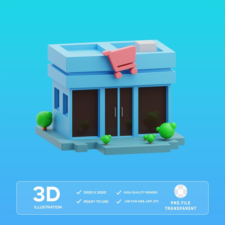 Ilustración 3D del centro comercial PSD