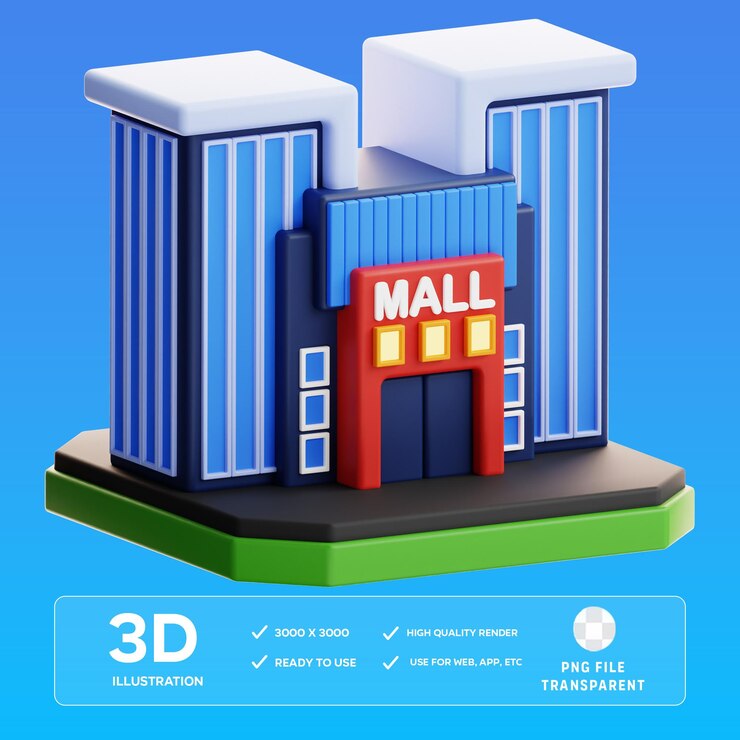 Ilustración 3D del centro comercial PSD