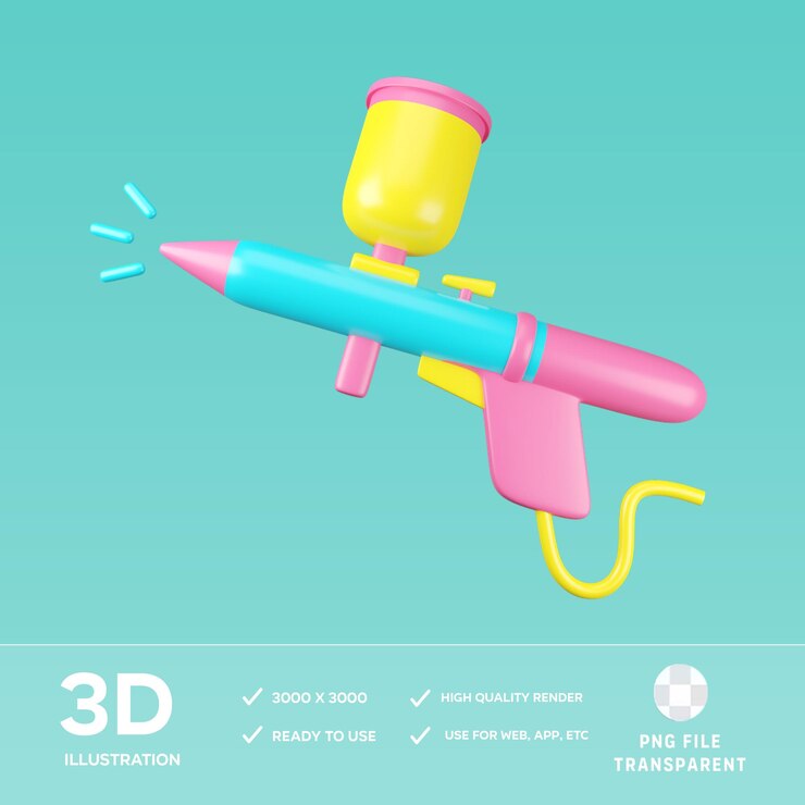 PSD ilustración 3d con cepillo de aire psd