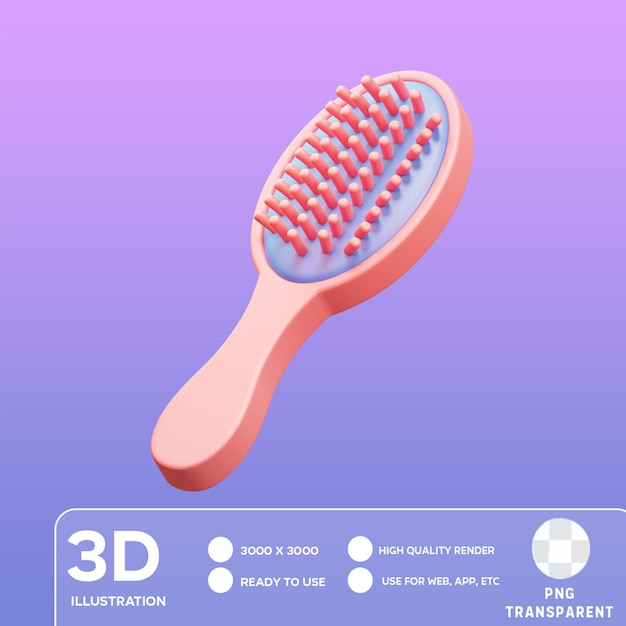 PSD ilustración 3d del cepillo para el cabello psd