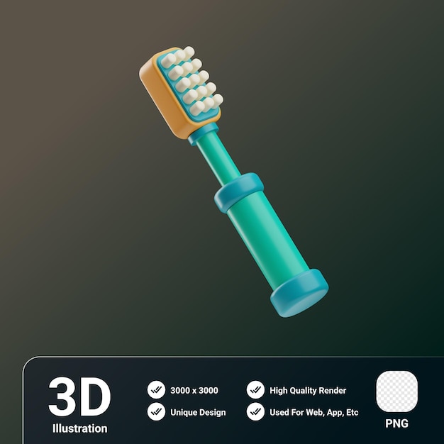 Ilustración en 3D del cepillo dental