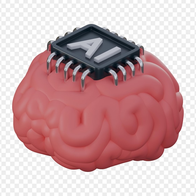 Ilustración en 3d del cerebro de la ia