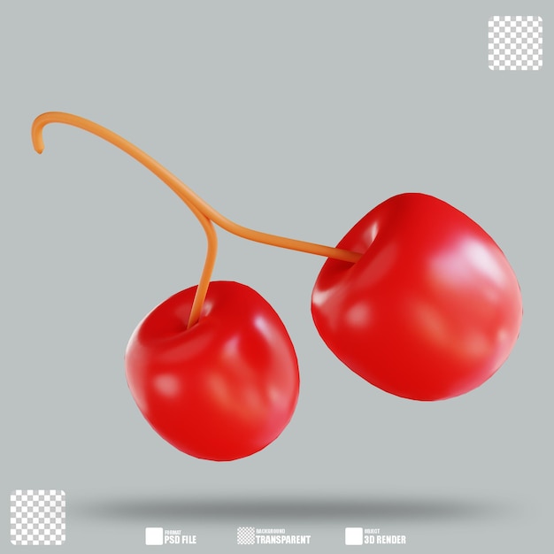 PSD ilustración 3d cereza 3