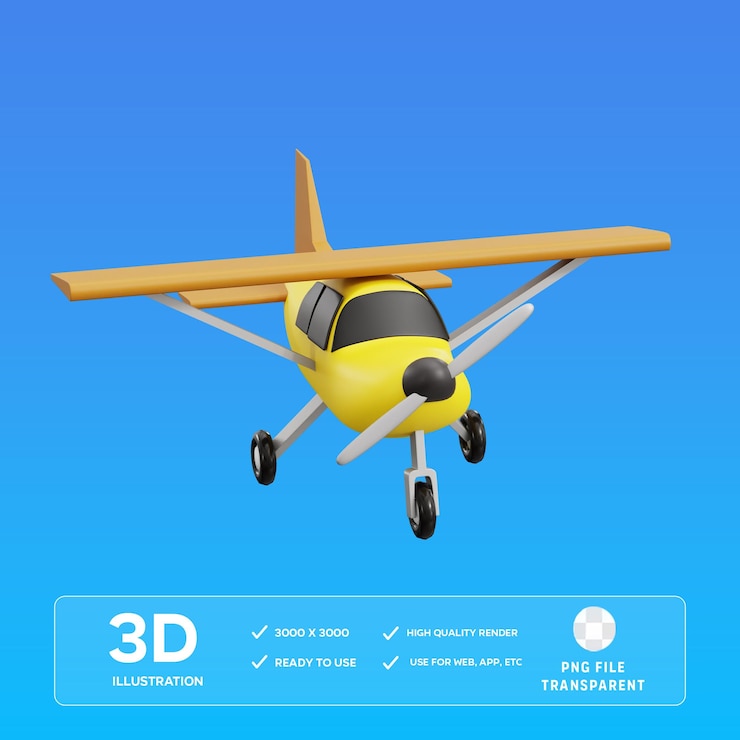 PSD ilustración en 3d de cessna