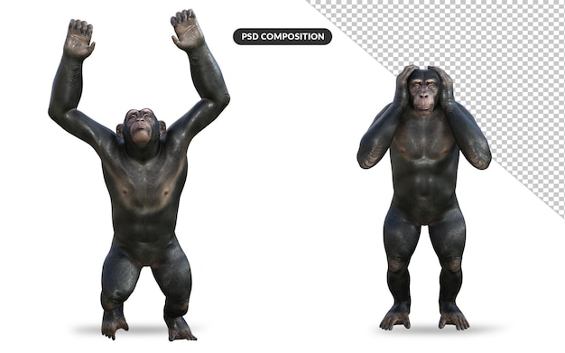 PSD ilustración 3d de un chimpancé