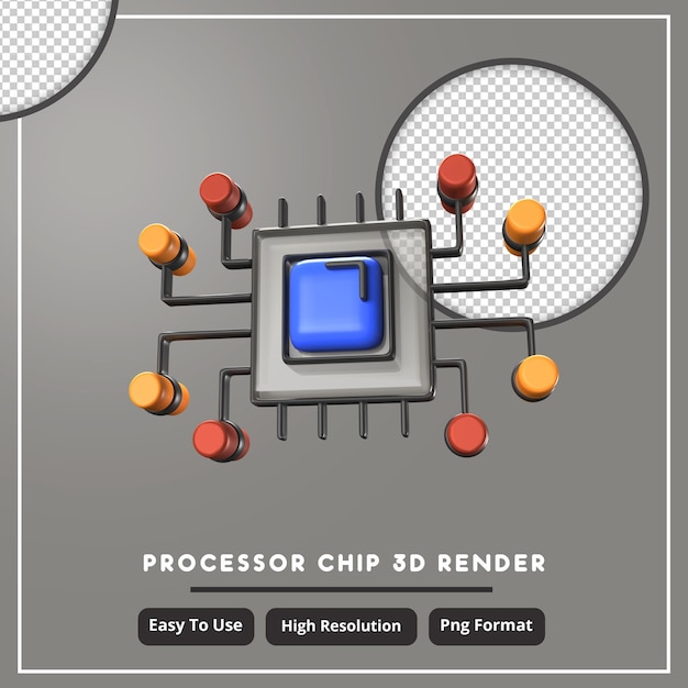 Ilustración 3d de chip de procesador