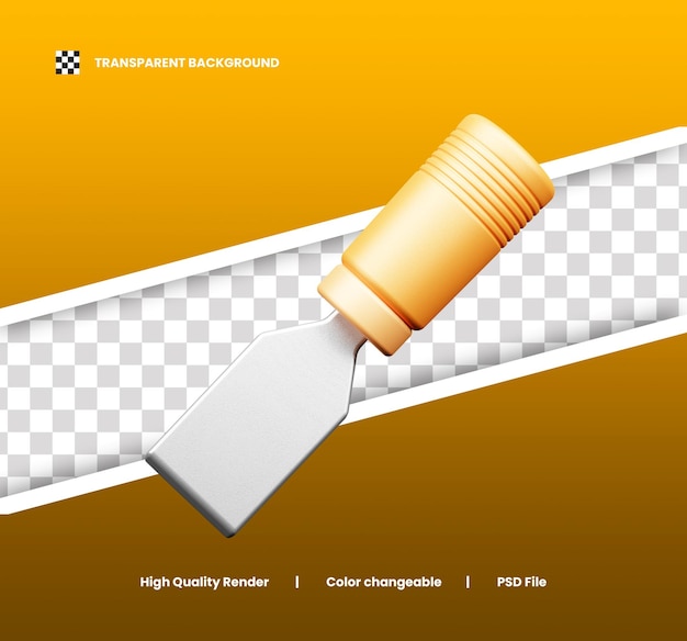 Ilustración 3D del cincel de construcción o icono 3D del Día del Trabajo