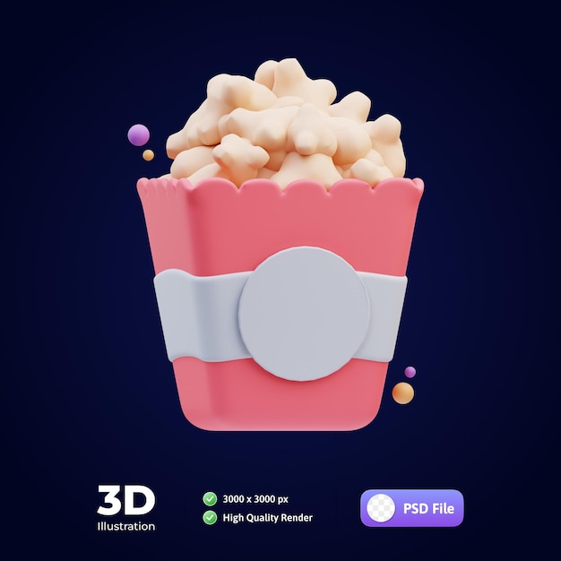 Ilustración 3d de cine de palomitas de maíz