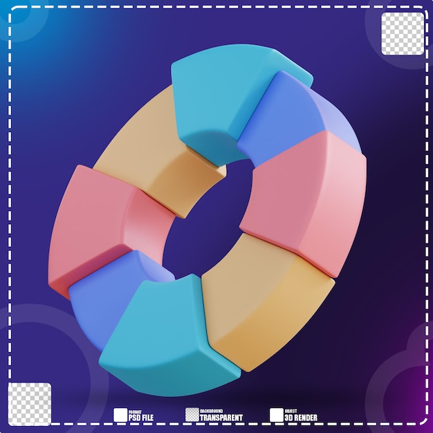 PSD ilustración 3d círculo paleta de colores 3