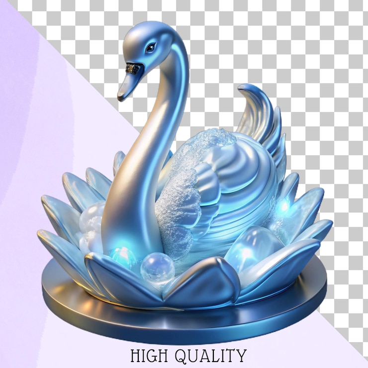 PSD ilustración 3d de un cisne en una flor de loto
