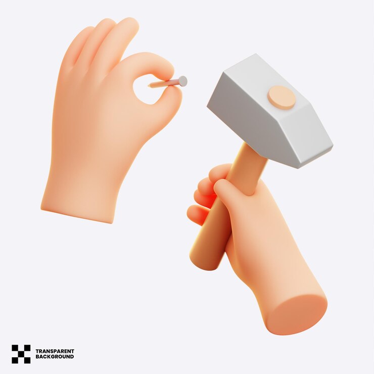 PSD ilustración en 3d de los clavos de la pared