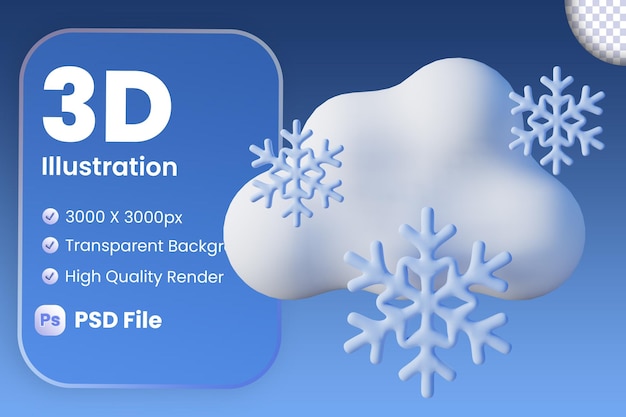 PSD ilustración 3d de clima nevado