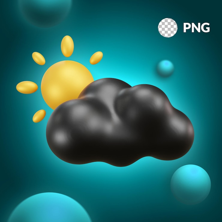 PSD ilustración 3d del clima soleado en la nube