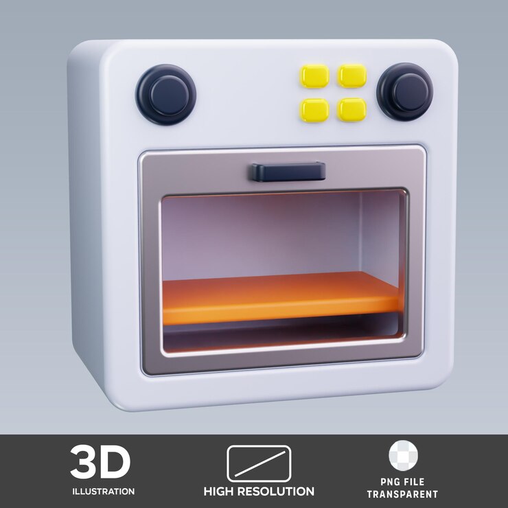 PSD ilustración 3d de la cocina del horno psd