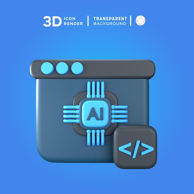 PSD ilustración 3d de la codificación de psd ai