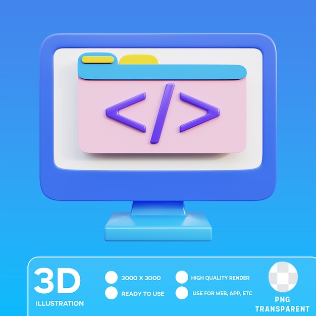 PSD ilustración 3d de codificación de psd