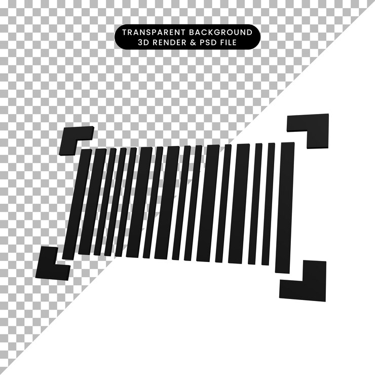 PSD ilustración 3d de código de barras de icono simple