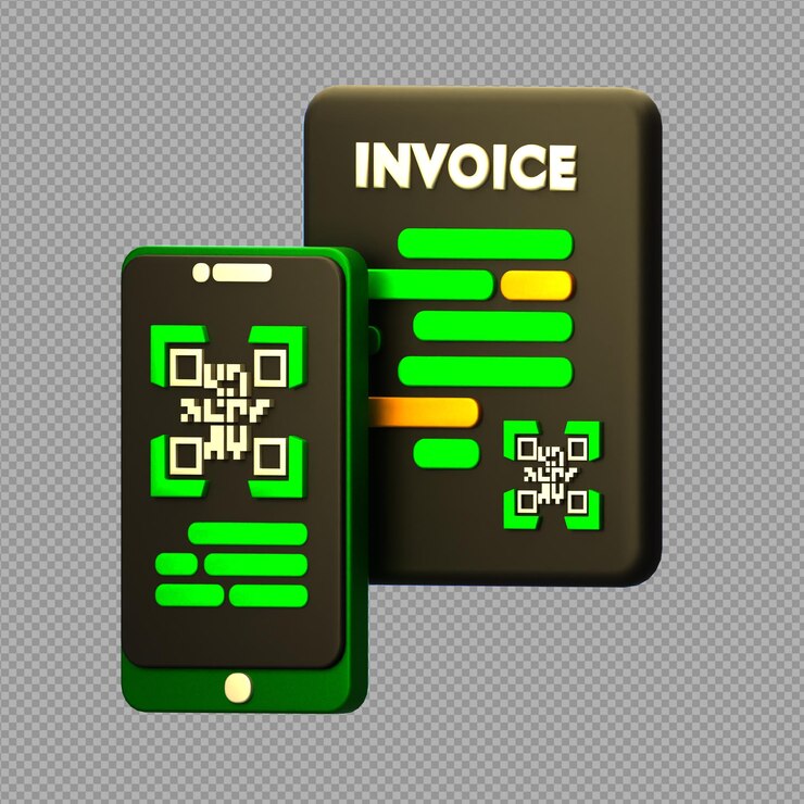 PSD ilustración 3d de un código qr utilizado para la factura de pago con fondo claro