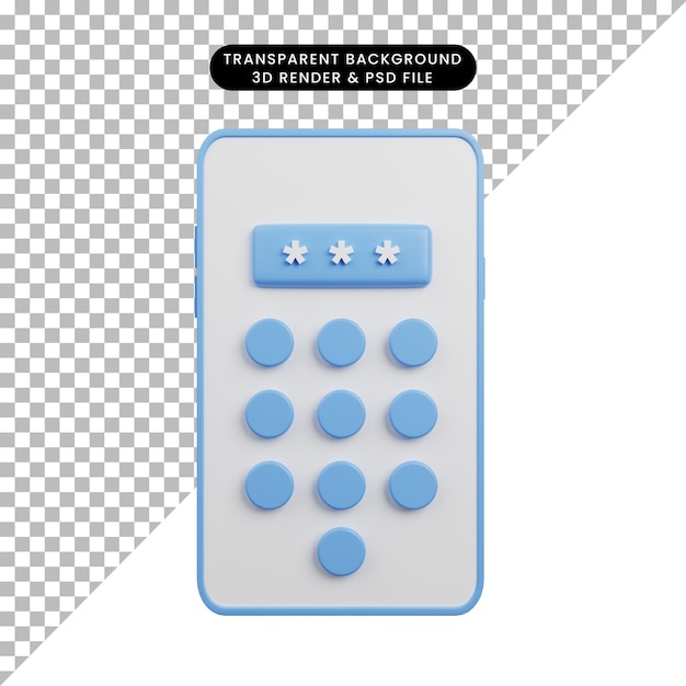 Ilustración 3D de código de teléfono inteligente de concepto de seguridad