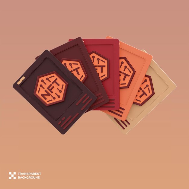 Ilustración 3D de la colección de PSD nft