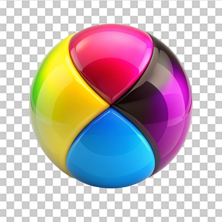 PSD ilustración 3d en color cmyk aislada sobre un fondo transparente