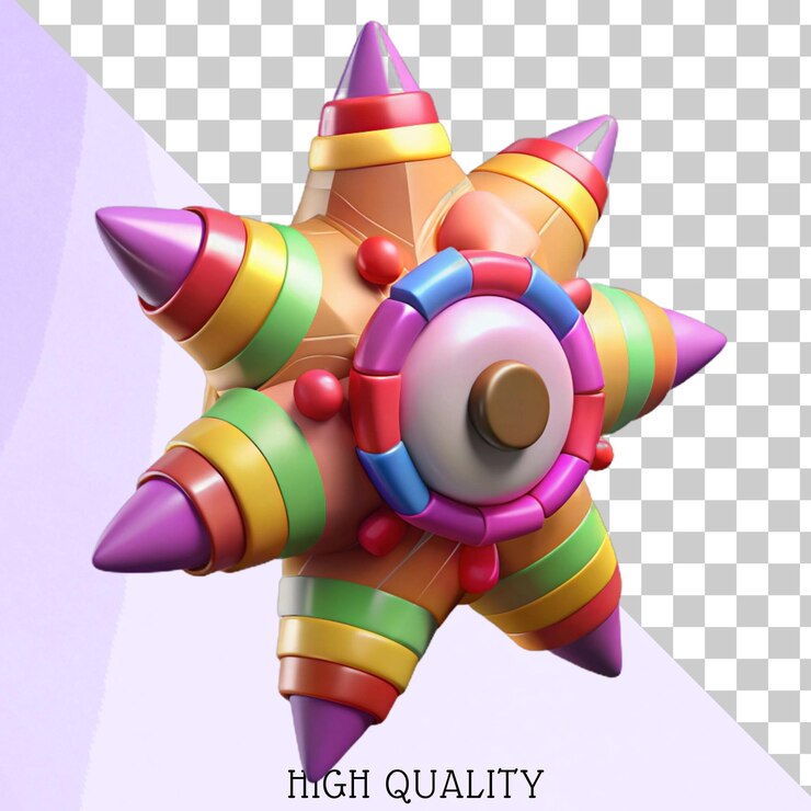 PSD ilustración 3d colorida en forma de estrella con picos y un ojo en el centro