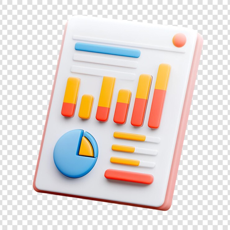 PSD ilustración 3d colorida de un tablero de visualización de datos en un fondo transparente
