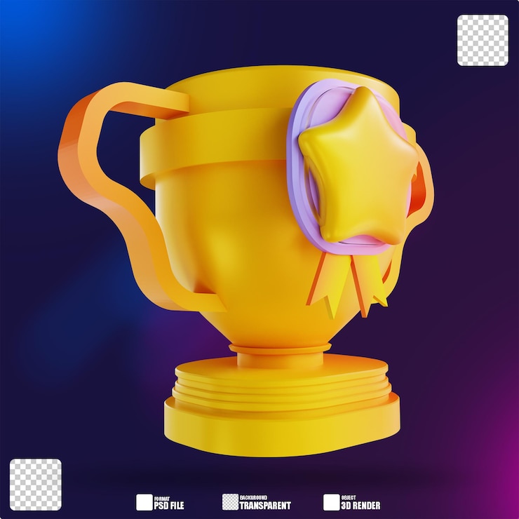 PSD ilustración 3d coloridas medallas y trofeos 3