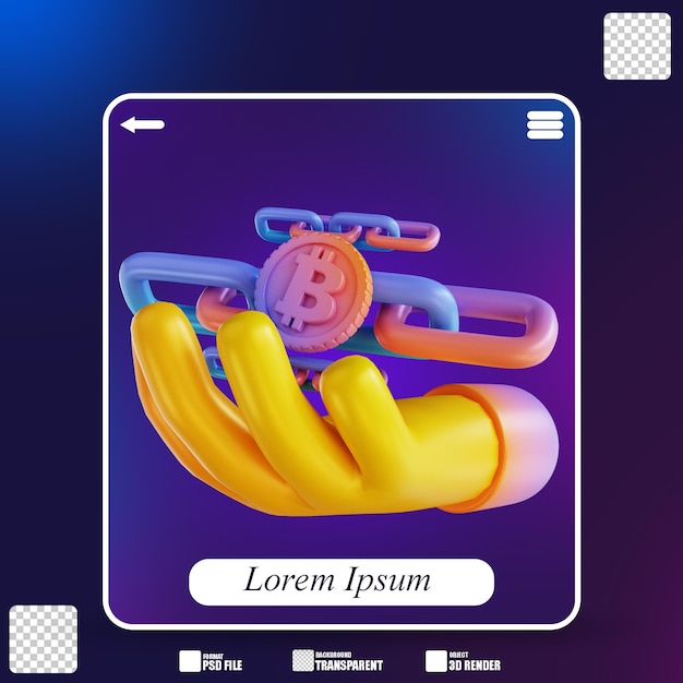 Ilustración 3D colorido con enlace bitcoin 4